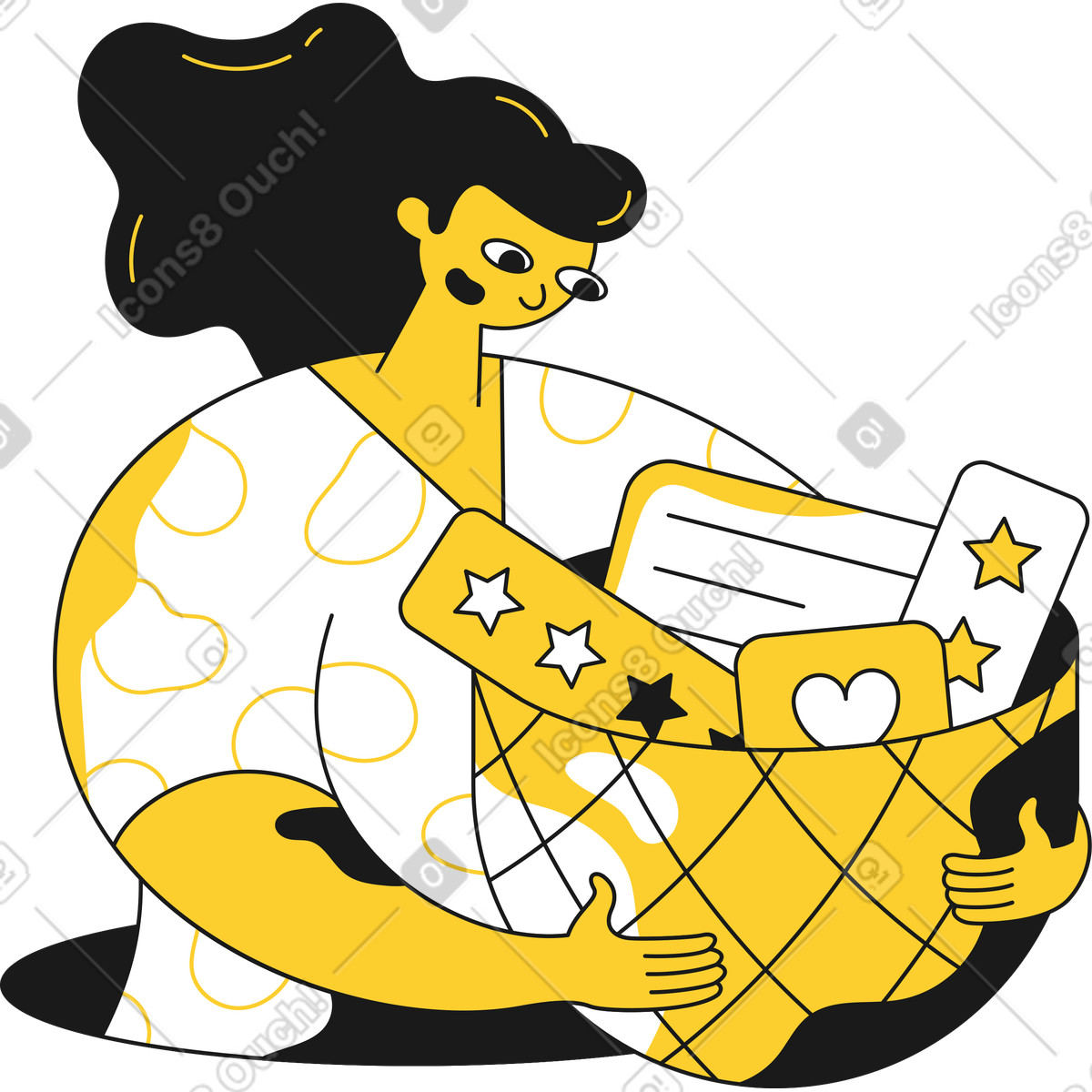 下载 Taxi 风格的 女人收集反馈 插画，支持 PNG、SVG 格式
