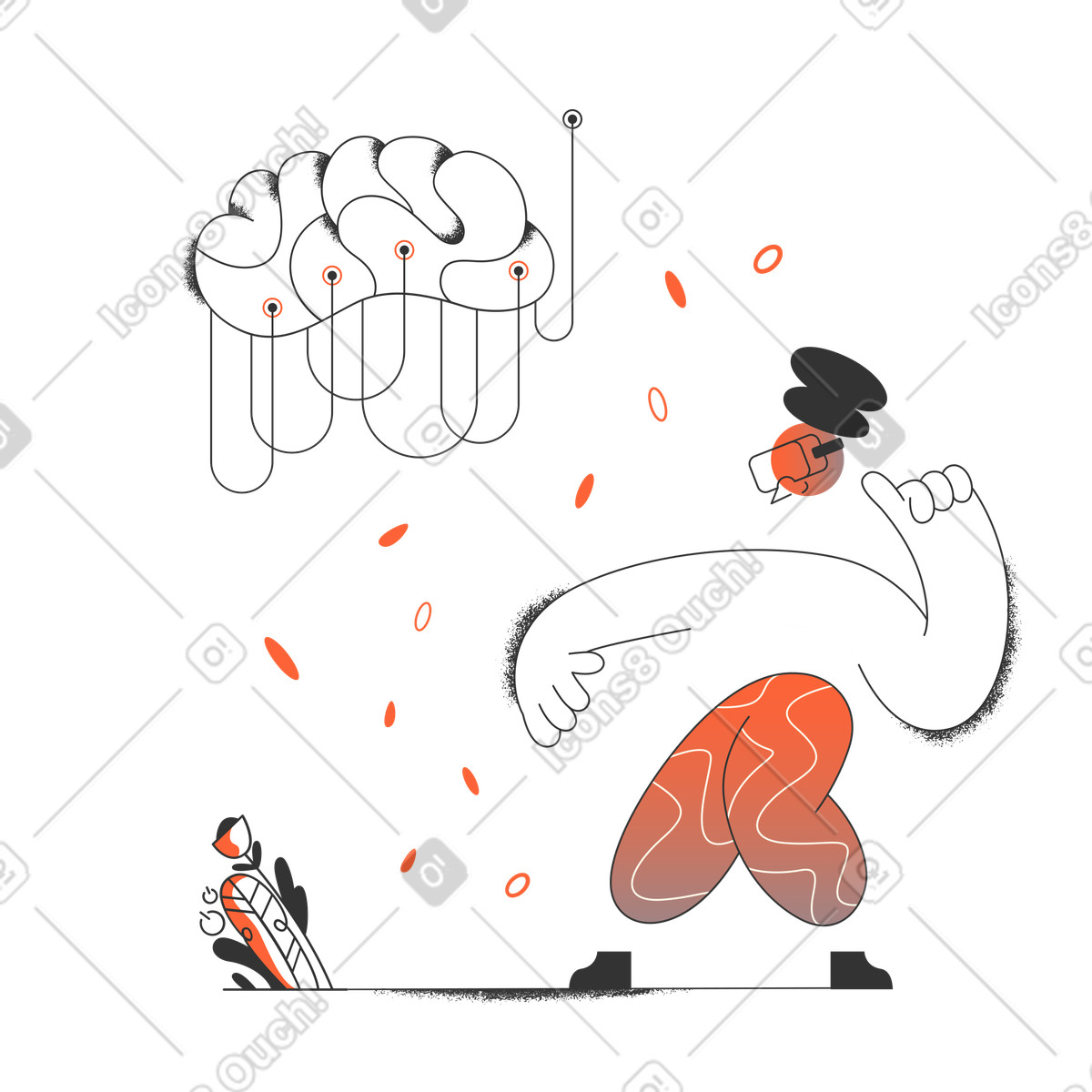 Man in virtual reality headset illustration in PNG, SVG