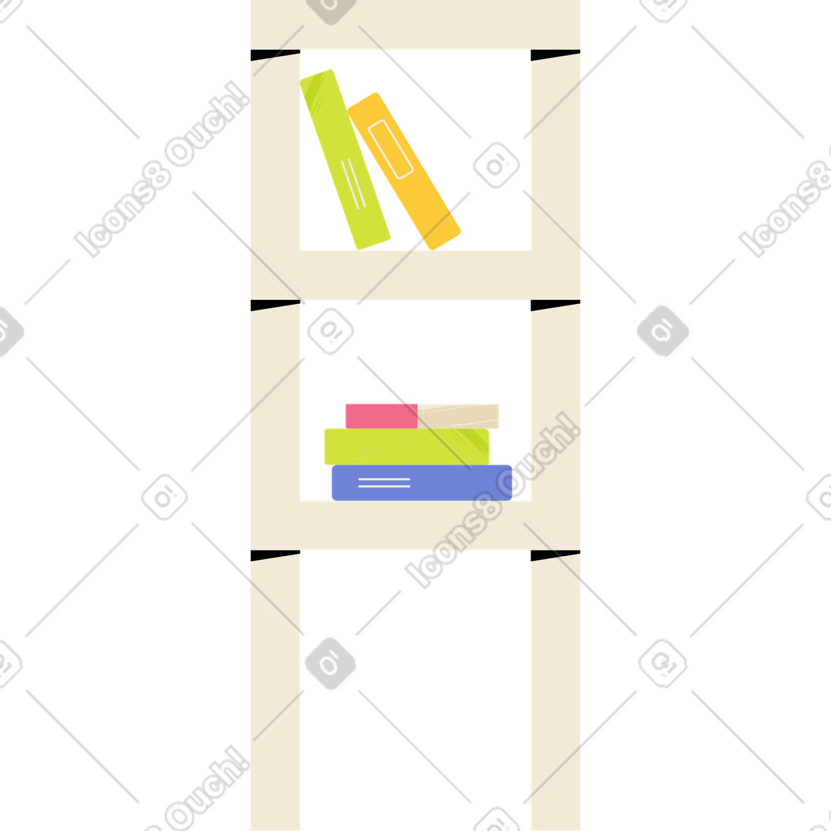 Ilustración Estantería con libros en estilo Juicy a descargar en PNG y SVG