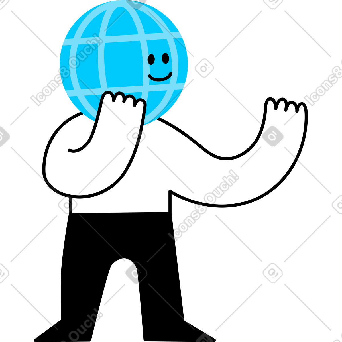 Figur mit globuskopf-Illustration im Giggle-Stil als Download in PNG, SVG