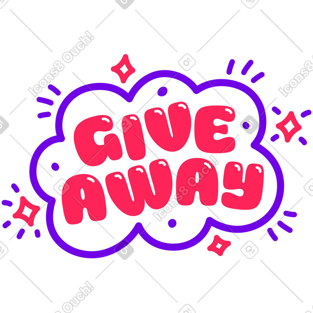 Ilustración Sorteo de letras! con estrellas y líneas texto en estilo Lettering a descargar en PNG SVG