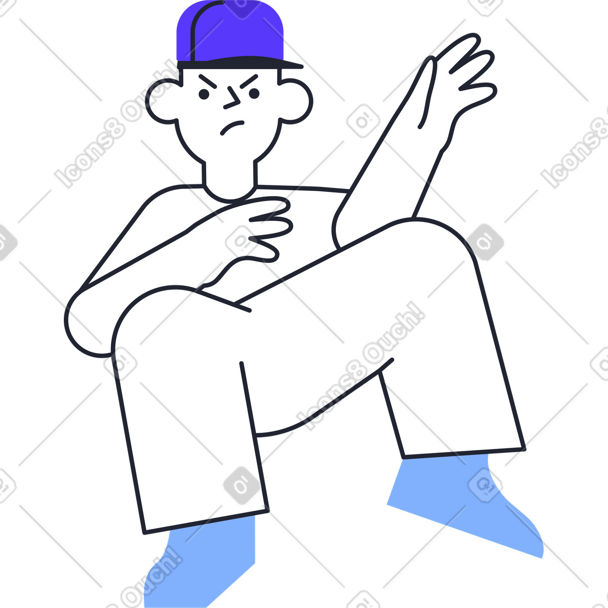 Angry boy illustration featuring irritated expressions in vibrant clipart style