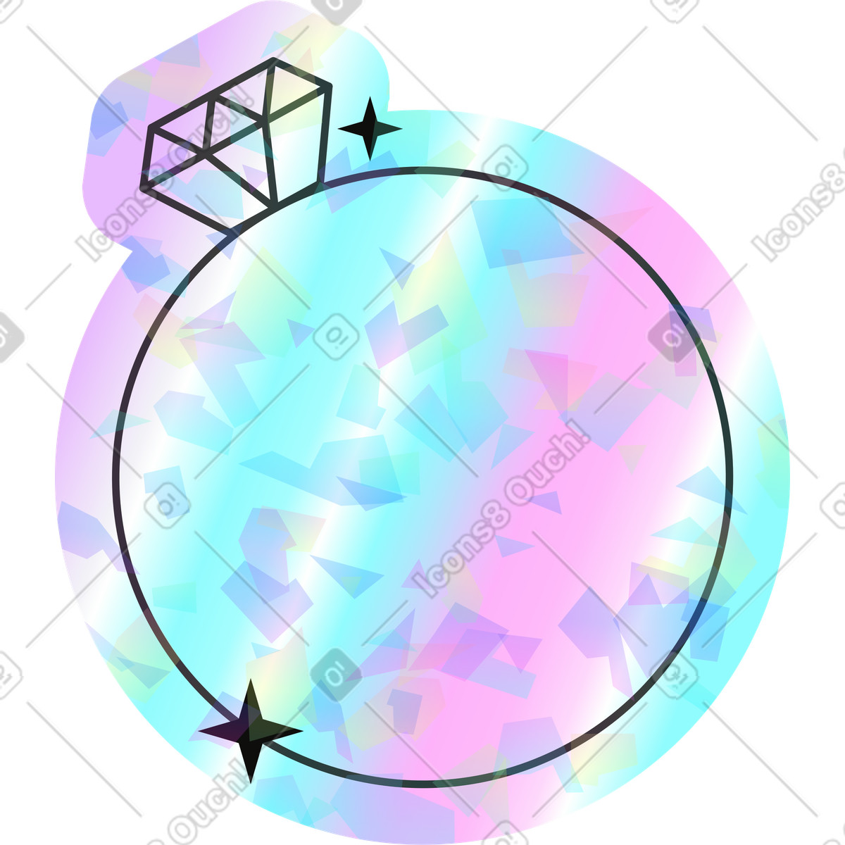 Ring illustration in Holostickers style download in PNG, SVG
