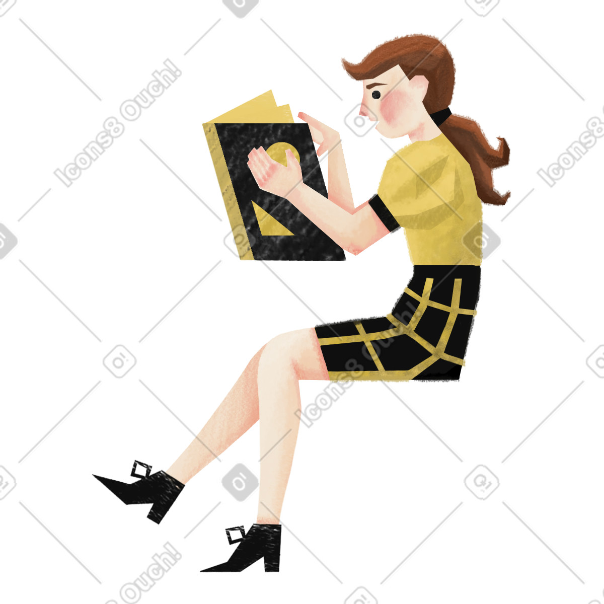 Ragazza illustrazione in stile Family scarica in PNG, SVG