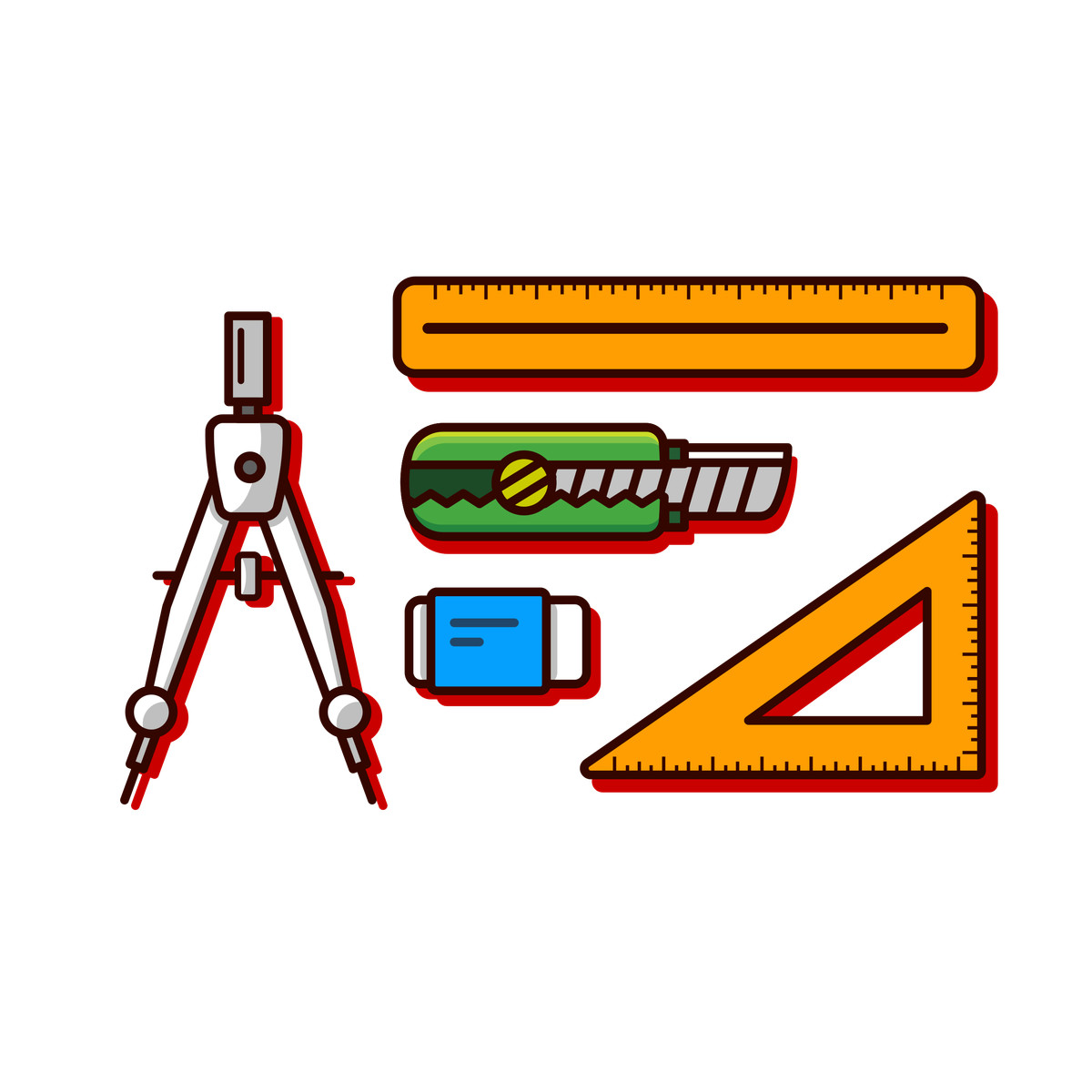 Designer tools illustration in Gummy style download in PNG, SVG