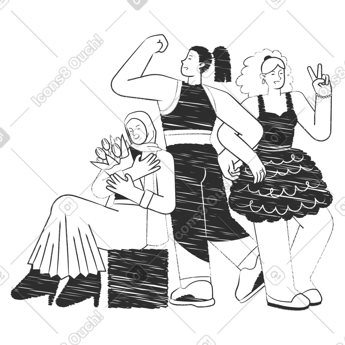 下载 Graphite 风格的 International Women's Day, Diversity and empowerment 插画，支持 PNG、SVG 格式