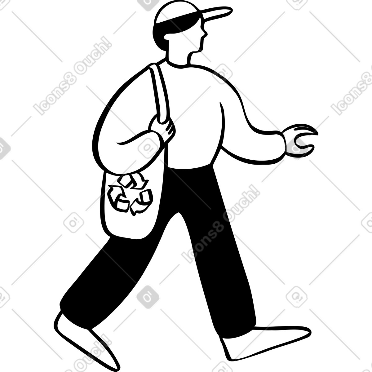Ilustración Hombre caminando en estilo Journal a descargar en PNG y SVG