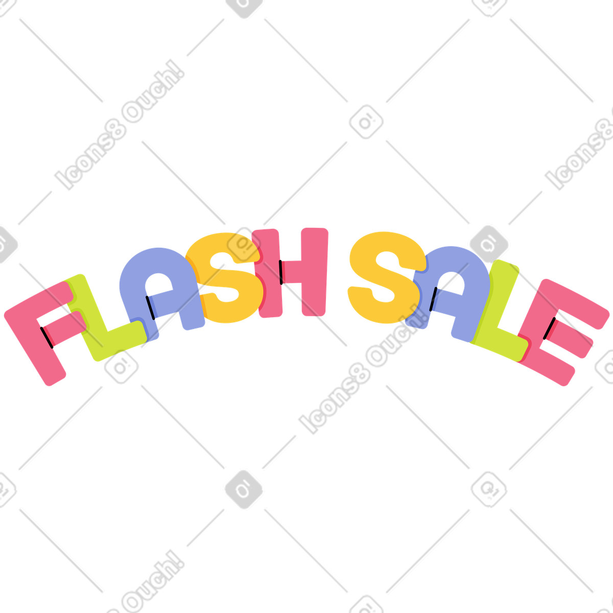 Ilustración Venta flash de letras en estilo Juicy a descargar en PNG y SVG