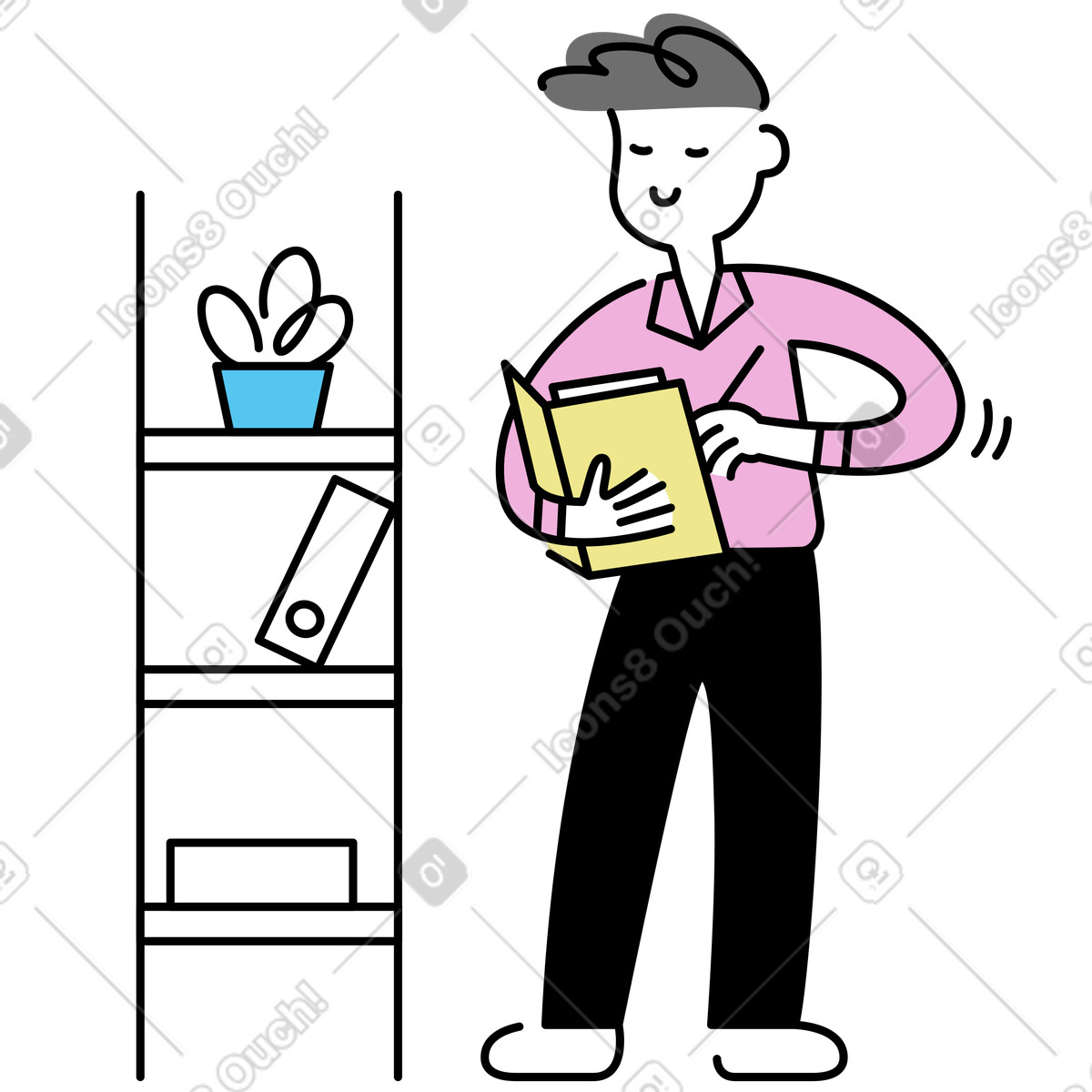 Office worker writing in folder, Workplace documentation or recordkeeping illustrazione stile Mochi scarica PNG, SVG