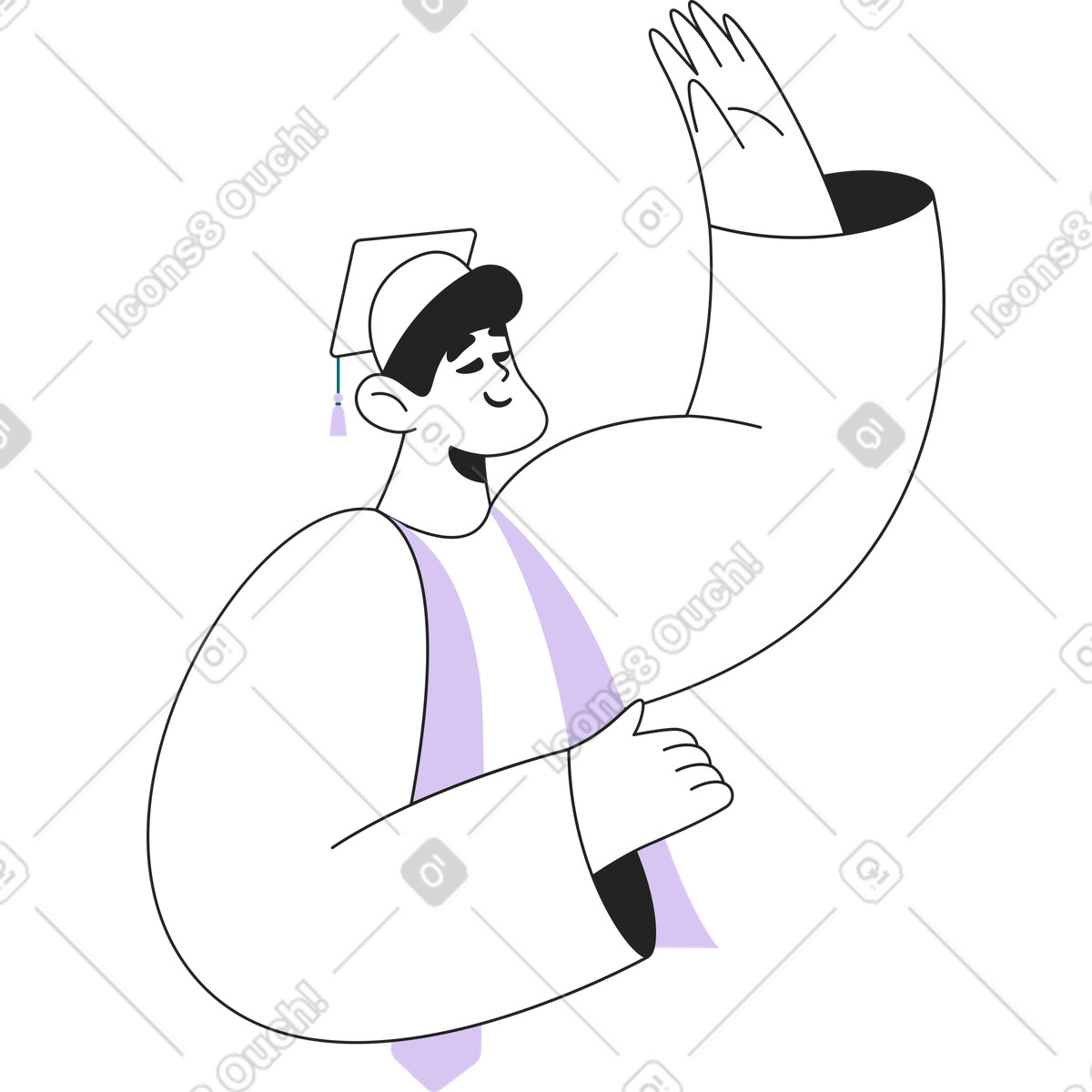Ragazzo studente illustrazione in stile Sammy Line scarica in PNG, SVG