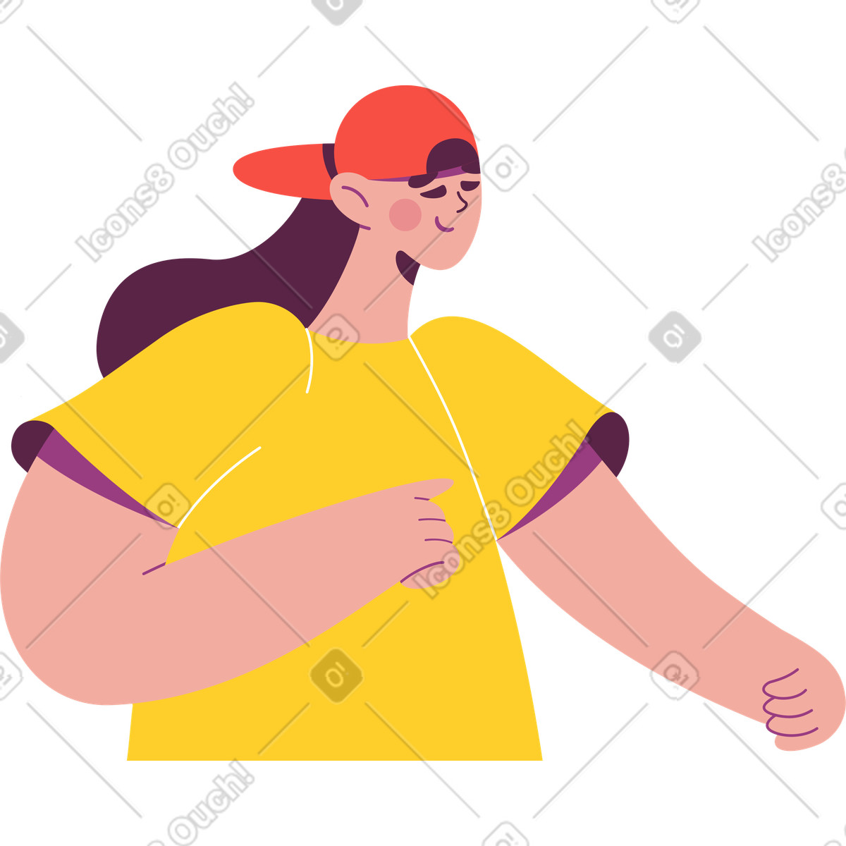 Ilustración Media niña con los ojos cerrados en estilo Sammy a descargar en PNG y SVG