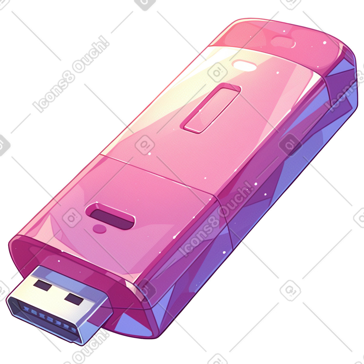 Usb flash drive illustration in Glazy style download in PNG, SVG