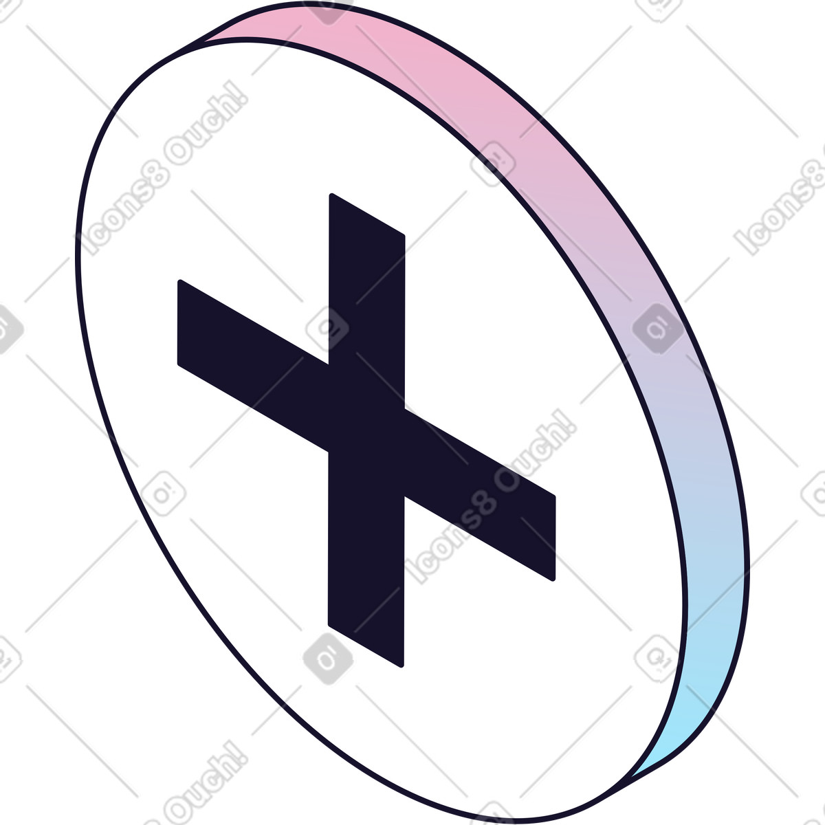 Notification with plus illustration in Node style download in PNG, SVG