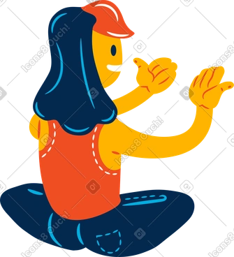 Woman looking at her hands PNG, SVG