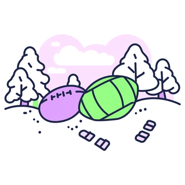 A rugby ball is half-buried in freshly fallen snow on a winter landscape. The snow is soft and fluffy, with a smooth white surface that covers the ground. The rugby ball, featuring distinct panels and stitches, is partially visible above the snow. There are footprints leading up to the ball, indicating that someone had approached it. In the background, there are trees with snow-laden branches, and a cloudy sky above, casting a muted light over the scene.