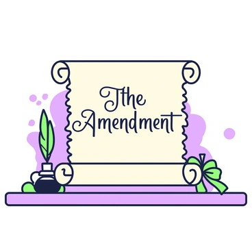 An old-fashioned scroll is displayed prominently on a wooden table. The scroll is made of parchment, with intricate edges and a slightly weathered appearance. The text of the "4th Amendment" is elegantly written in an ornate script across the surface of the scroll, with decorative flourishes at the beginning and end of the text. The scroll is partially unrolled, revealing more of the text, and is secured with a green ribbon tied in a bow at one end. In the background, there is a soft hint of an antique quill and inkpot resting nearby, suggesting the traditional method of writing.