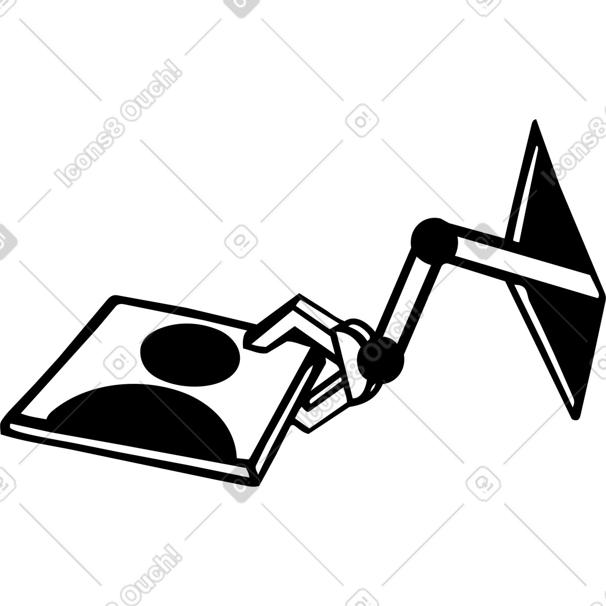 Illustration Robot hand shaking human symbolizing collaboration between humans robots dans le style Line à télécharger aux formats PNG, SVG