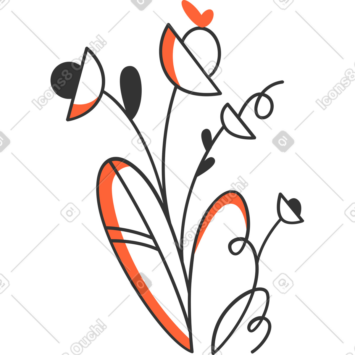 Composizione di piante illustrazione in stile Crayon scarica in PNG, SVG