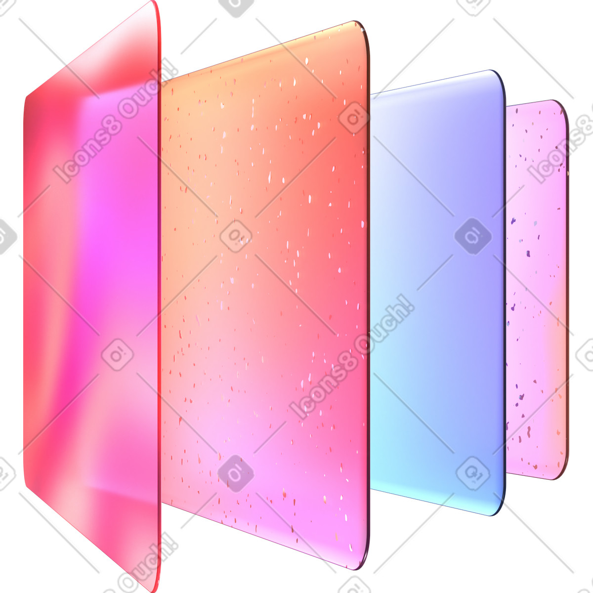 Plastic rectangles animated illustration in 3D Glassy style download in GIF, Lottie (JSON), AE