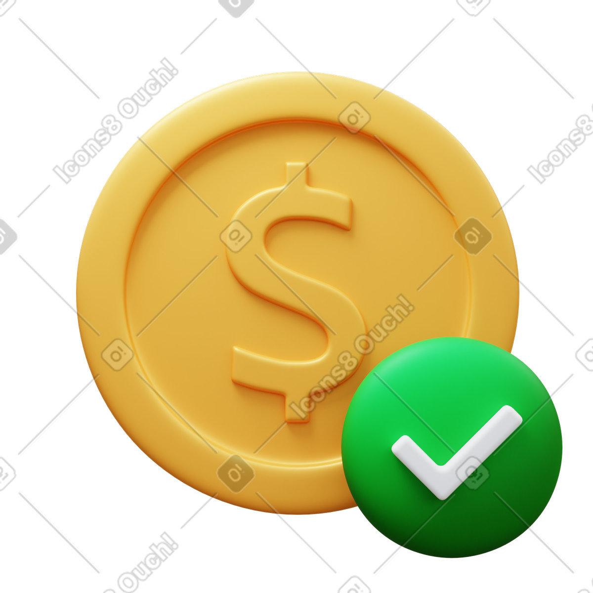 下载 3D Fluency 风格的 Check dollar 插画，支持 PNG、SVG 格式