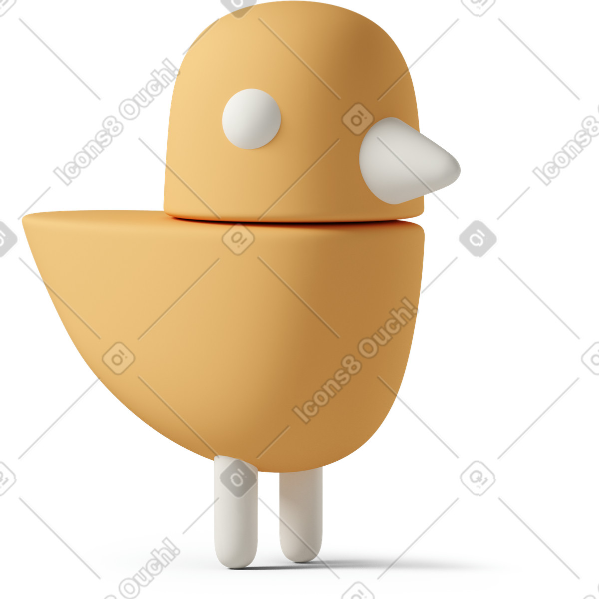 3D Casual life 스타일의 Orange bird figurine turned right 일러스트레이션 PNG, SVG 다운로드
