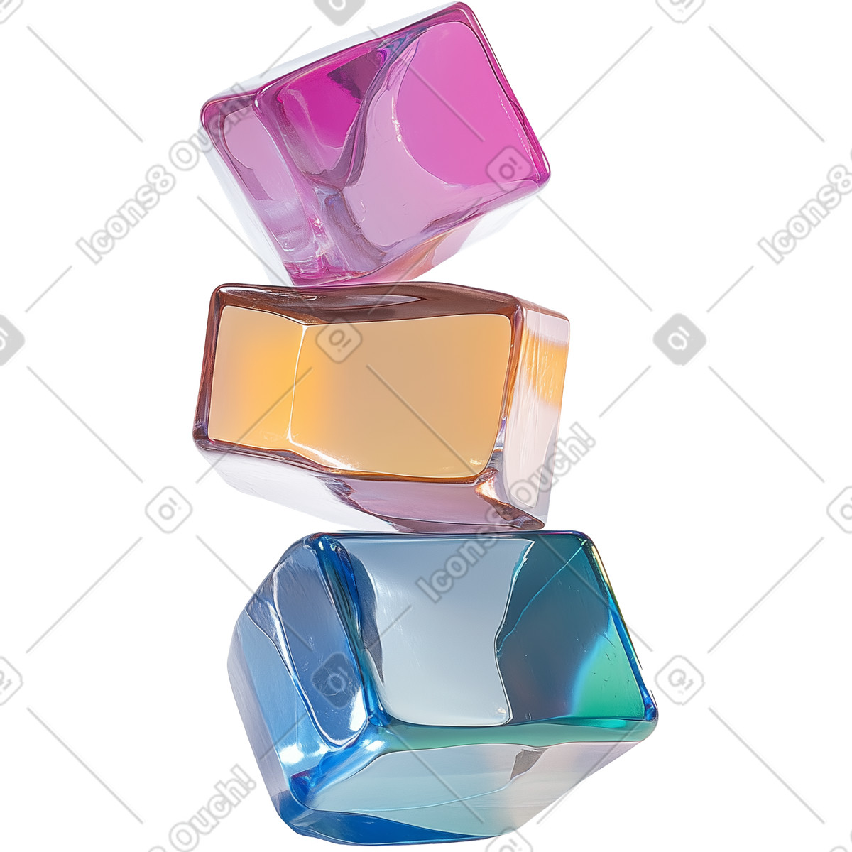 Abstract 3d sculpture featuring translucent acrylic cubes and cylinders illustration in Experimental style download in PNG, SVG