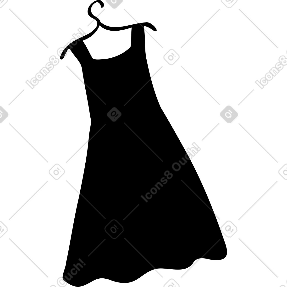 Black dress on a hanger illustration in Journal style download in PNG, SVG