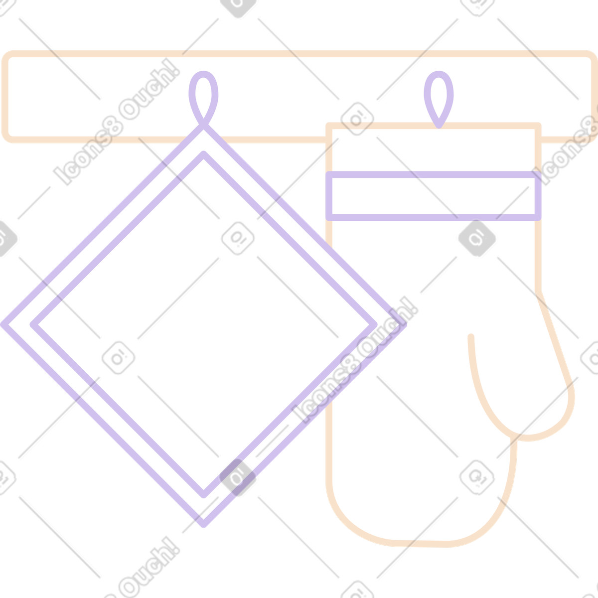 Kitchen potholders illustration in Folks style download in PNG, SVG