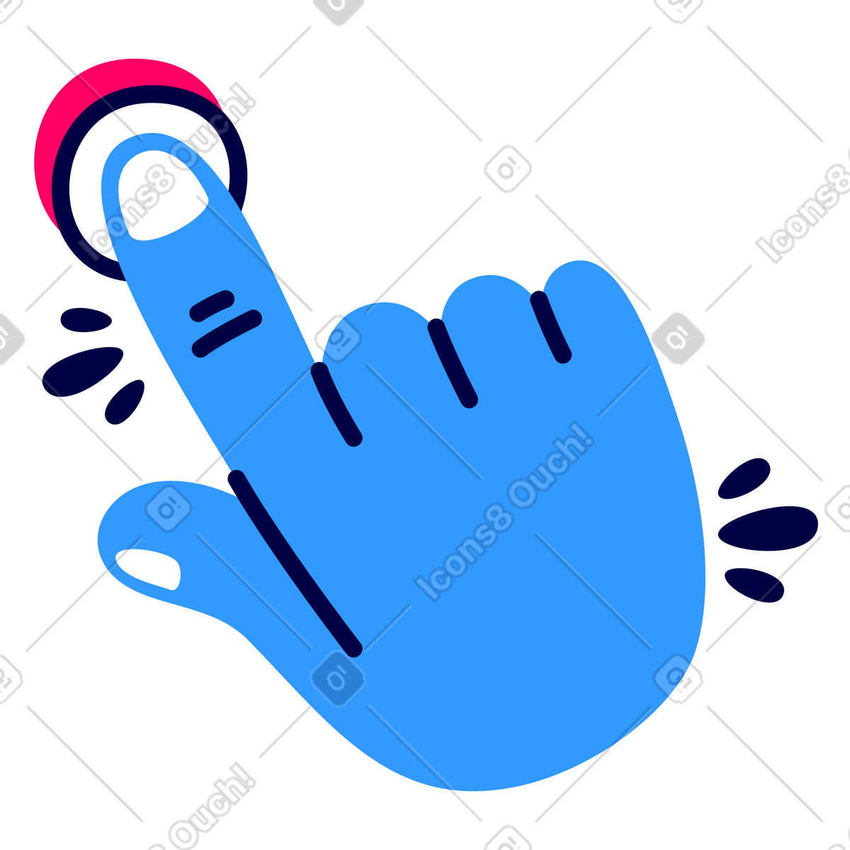 Illustration Hand pushing the button dans le style Rondy Stickers à télécharger aux formats PNG, SVG