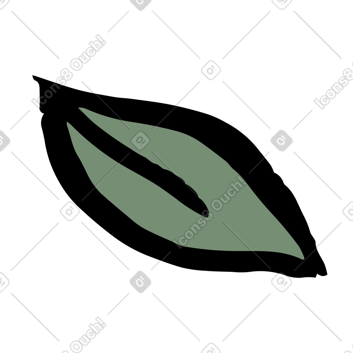Green tree leaf illustration in Scandi style download in PNG, SVG