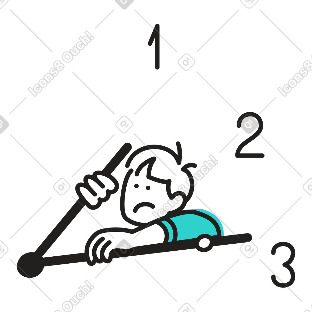 Lack of time, a man caught in the hands clock illustration Little style download PNG, SVG