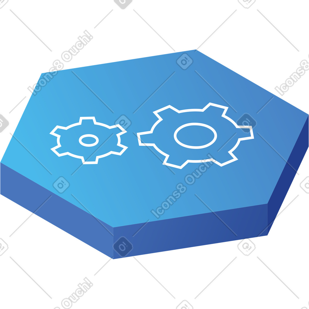 Illustration Icône des paramètres hexagonaux dans le style Quantum à télécharger aux formats PNG, SVG