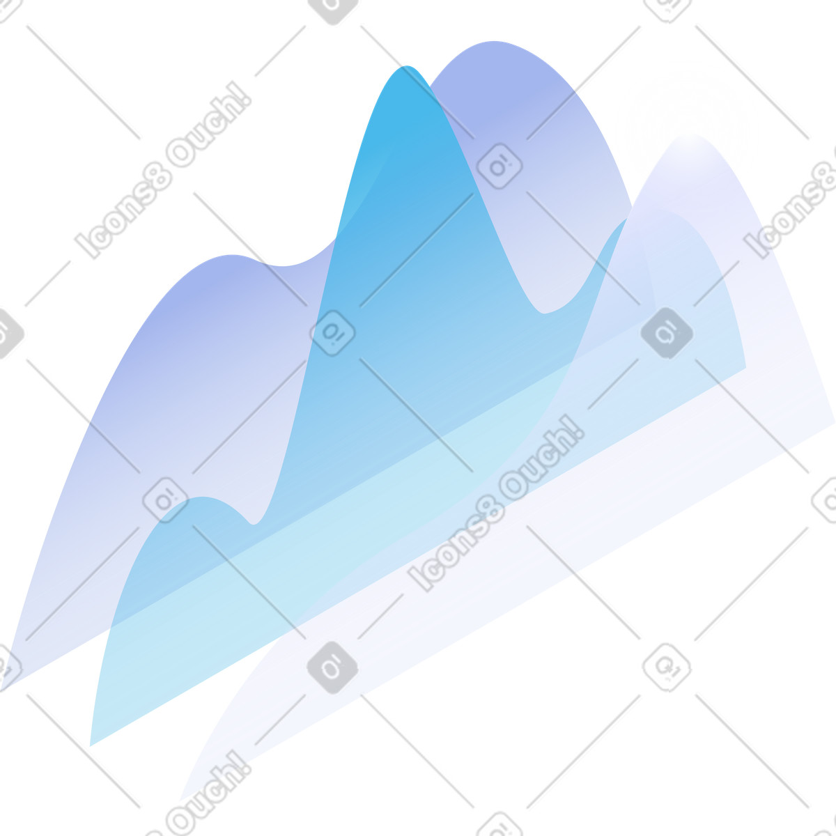 Translucent blue and purple area chart graphs illustration in Quantum style download in PNG, SVG