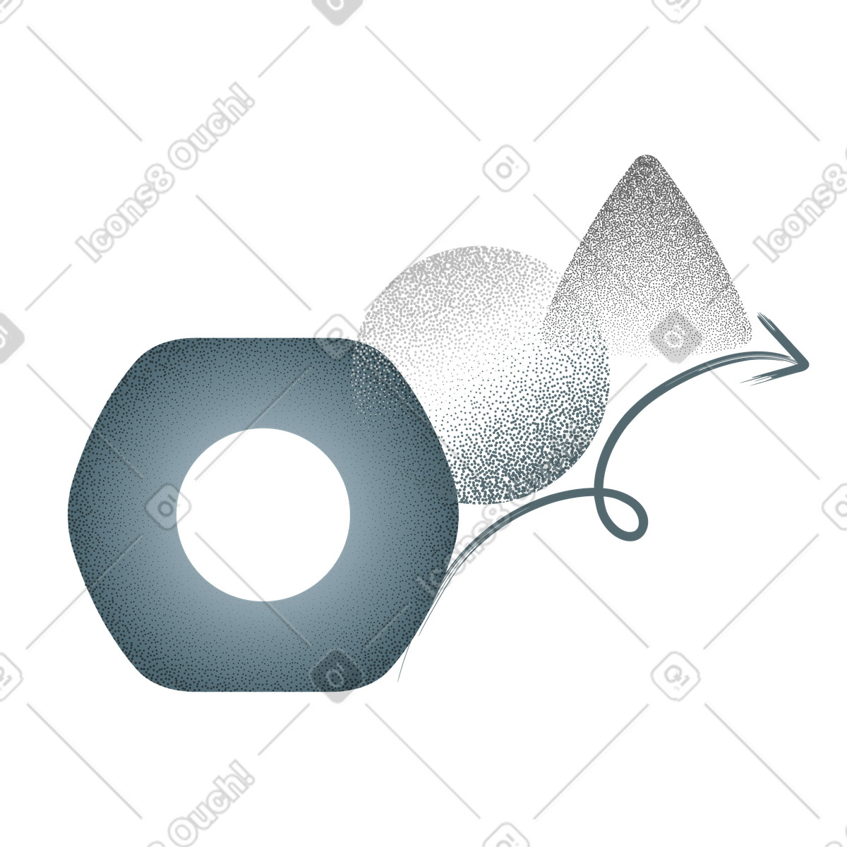 Project progress, Teamwork, Geometric shapes connected by a rising line illustration in Grain style download in PNG, SVG
