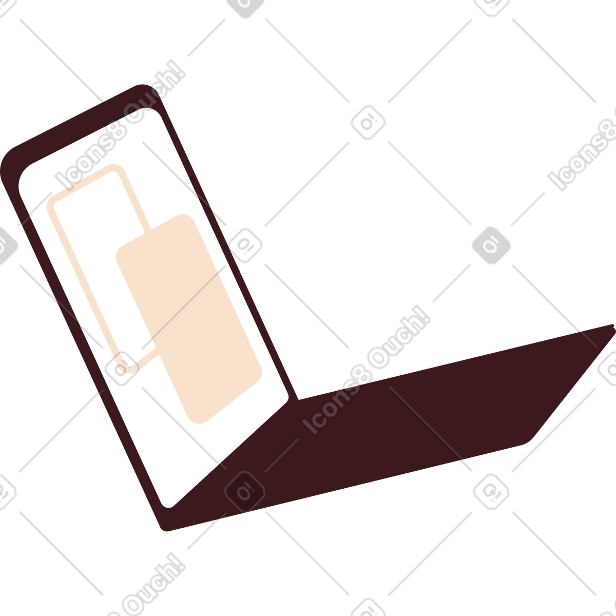Illustration Ordinateur portable grand ouvert dans le style Folks à télécharger aux formats PNG, SVG
