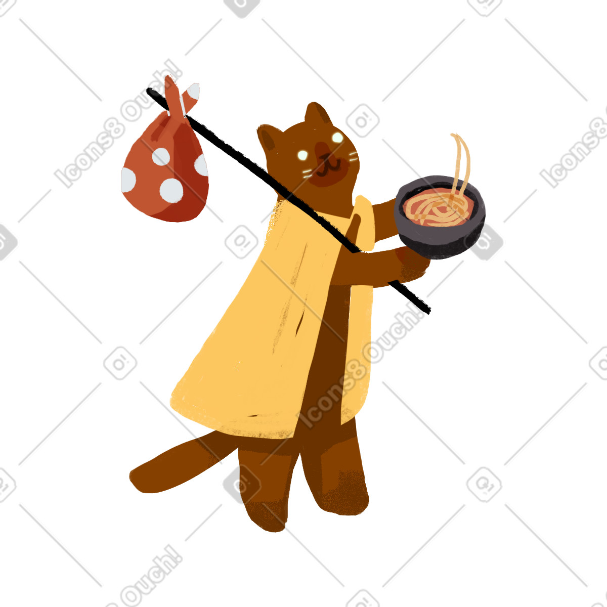 Gatto rosso illustrazione in stile Ikigai scarica in PNG, SVG