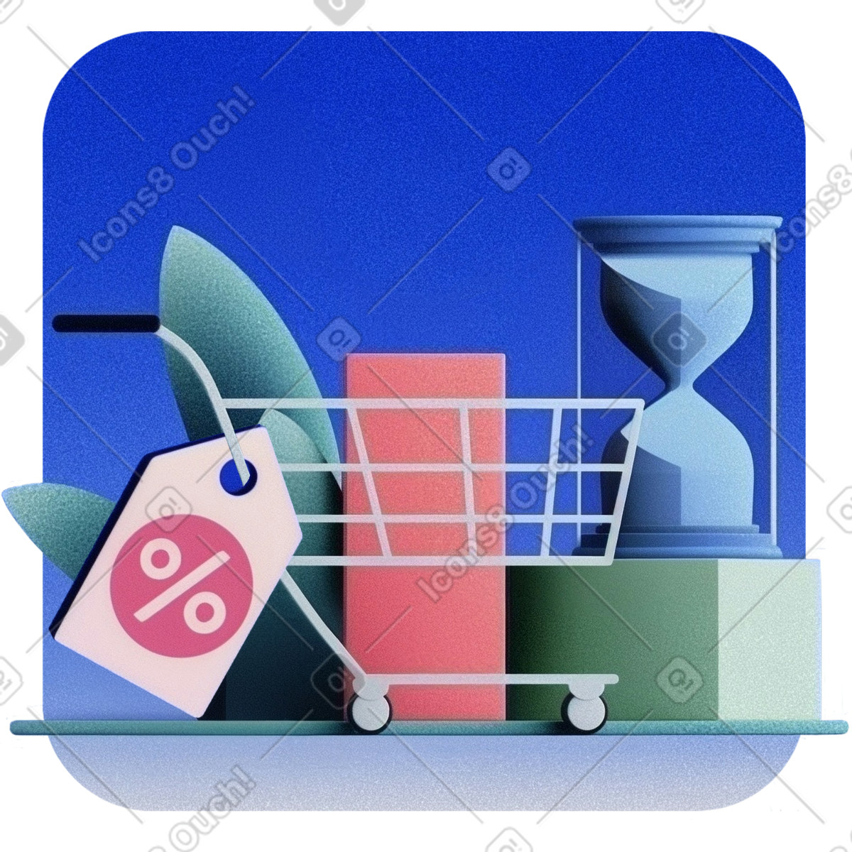 Ilustración Ofertas de ganga, descuentos, evento venta por tiempo limitado en estilo Grainy a descargar en PNG y SVG