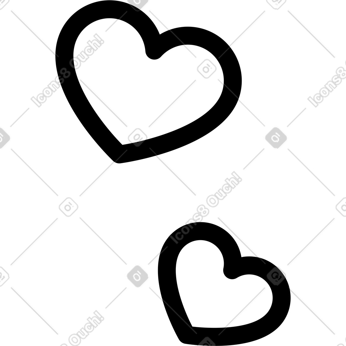 下载 Notion Line Art 风格的 Hearts outline pair for love and romantic relationship 插画，支持 PNG、SVG 格式