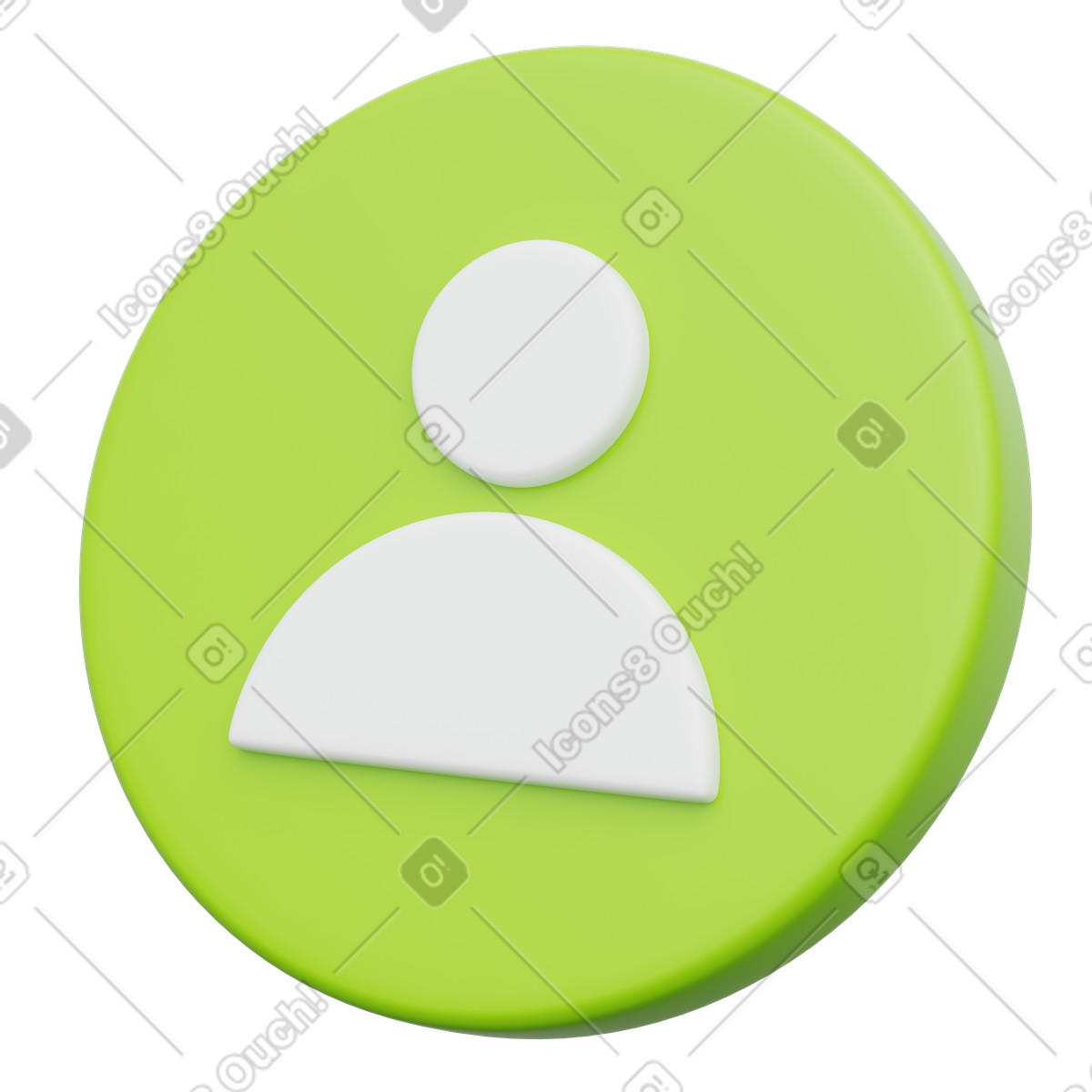 Green user account avatar button icon illustration in 3D Playful style download in PNG, SVG