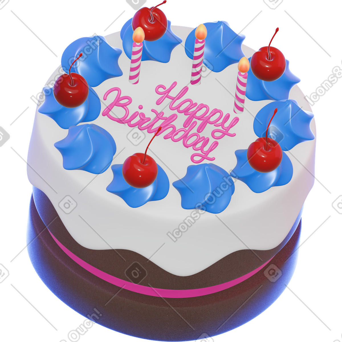 Illustration Gâteau d'anniversaire dans le style 3D Holidays à télécharger aux formats PNG, SVG