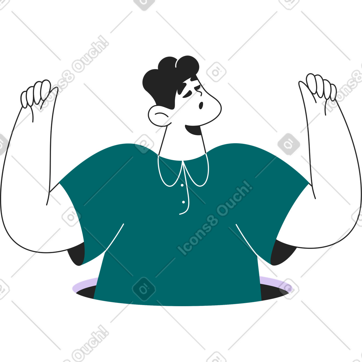 下载 Sammy Line 风格的 举起双手的男人 插画，支持 PNG、SVG 格式