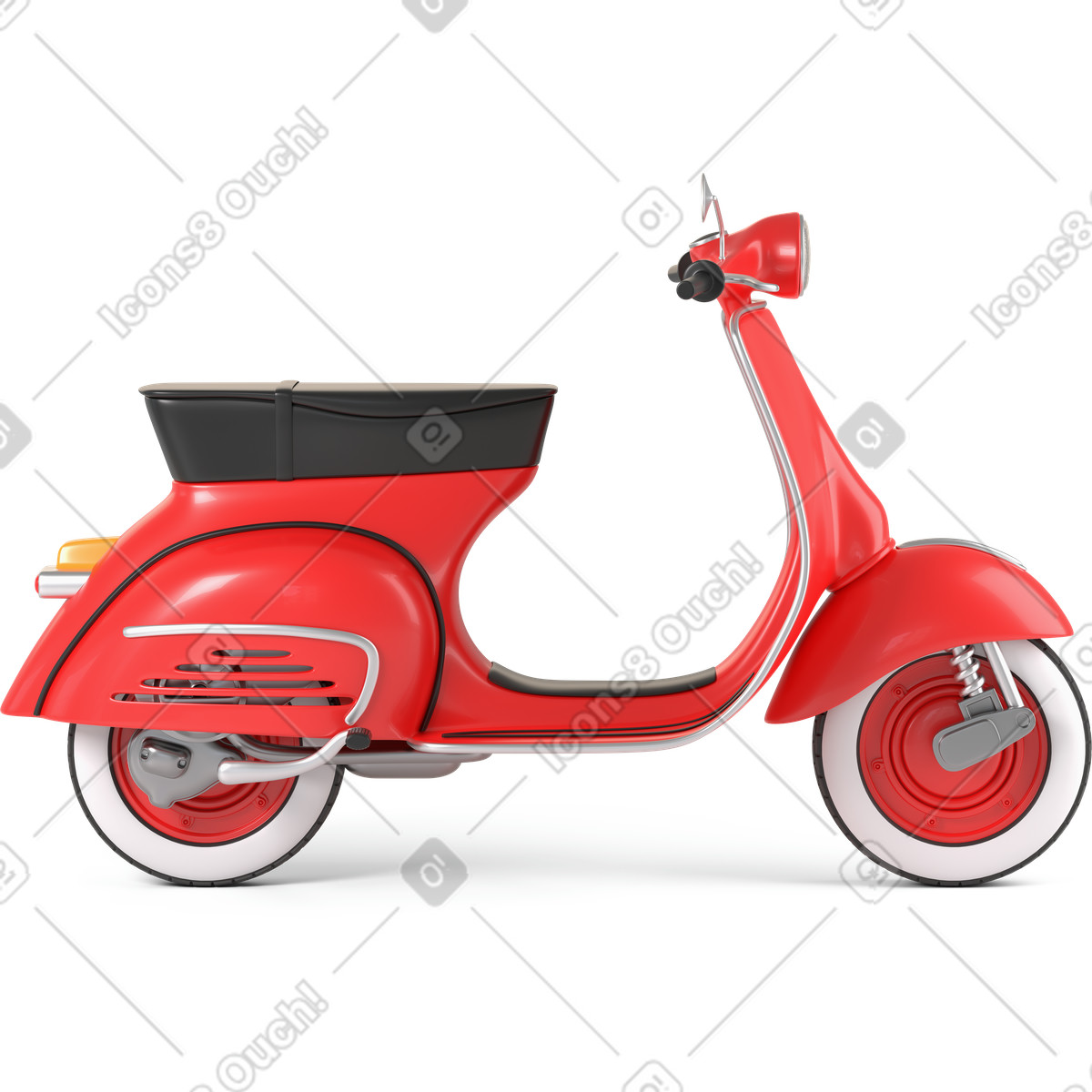 Side view of red scooter-Illustration im 3D Business-Stil als Download in PNG, SVG