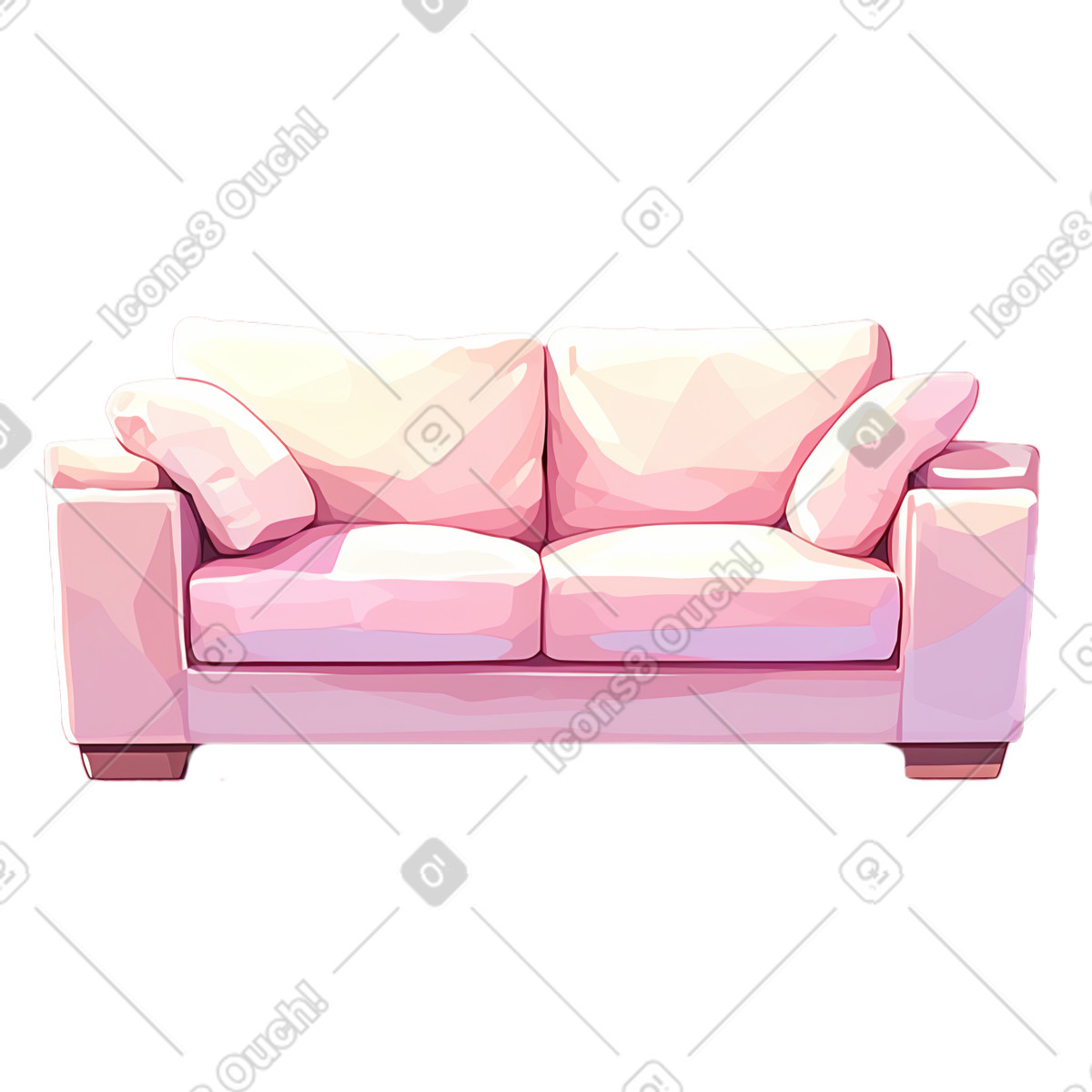 White sofa illustration in Glazy style download in PNG, SVG