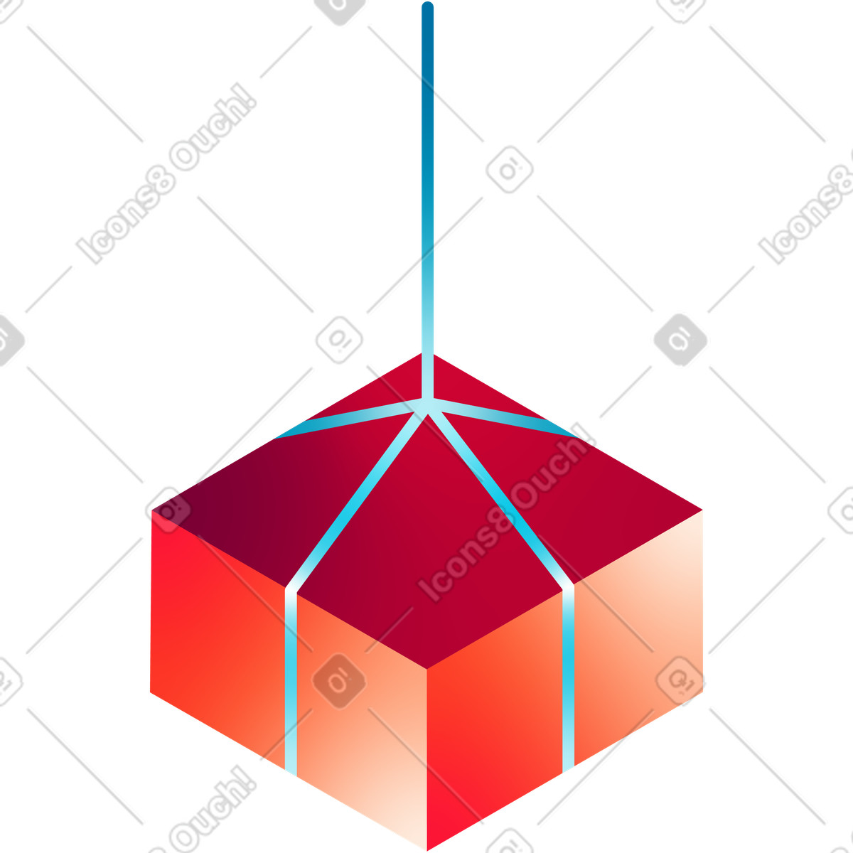Isometric box with ribbon illustration in PNG, SVG