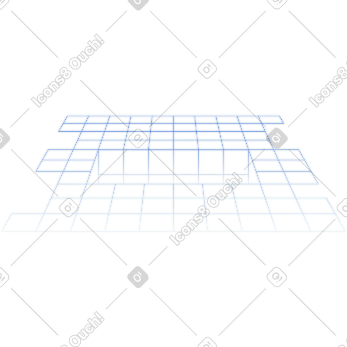 Superficie prospettica wireframe con fossa illustrazione in stile Dimension scarica in PNG, SVG