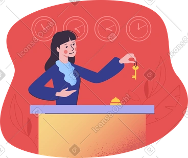 Hotel receptionist giving a key PNG, SVG