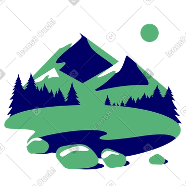 Fond avec des montagnes et des pins PNG, SVG