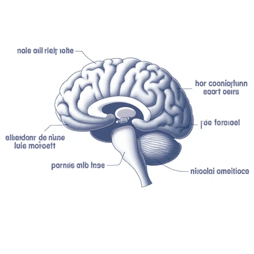 A focused illustration of the brain stem with its parts labeled