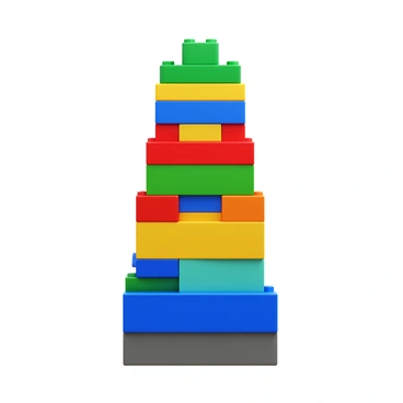 A tower constructed from colorful Lego bricks, showcasing multiple layers. Each layer consists of bricks in various vibrant colors, clearly delineating different ratios. The bricks are stacked in a systematic manner, with each section featuring a distinct color scheme. The overall design emphasizes the contrast between colors, creating a visually striking structure. The base of the tower is wider, tapering as it ascends, highlighting the ratios represented in the design.