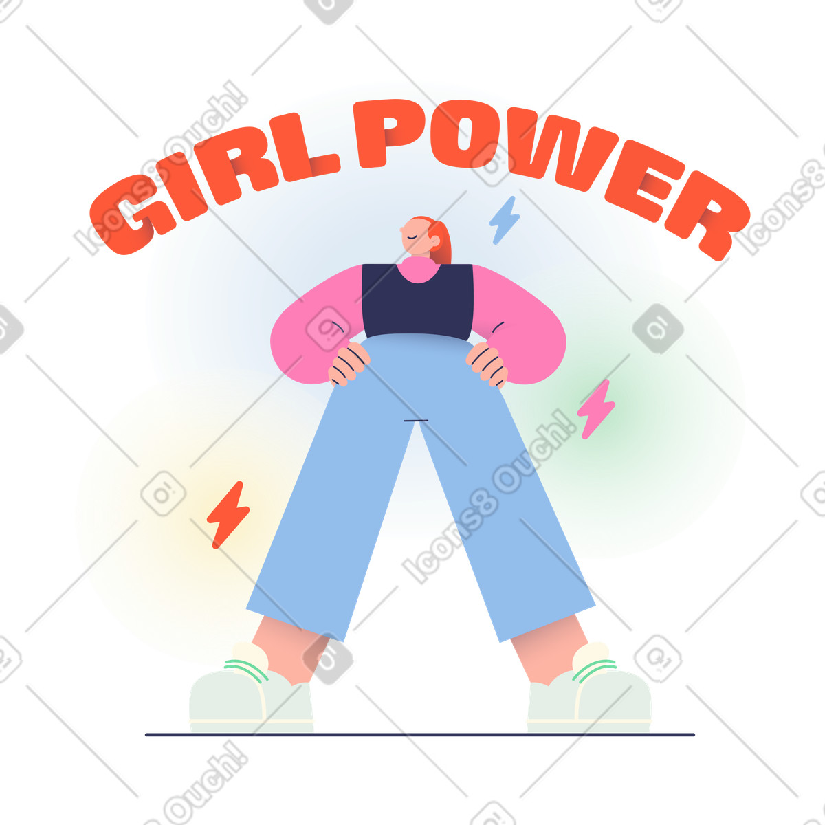 Иллюстрация Надпись girl power с сильной женщиной в стиле Beam — скачать в форматах PNG, SVG